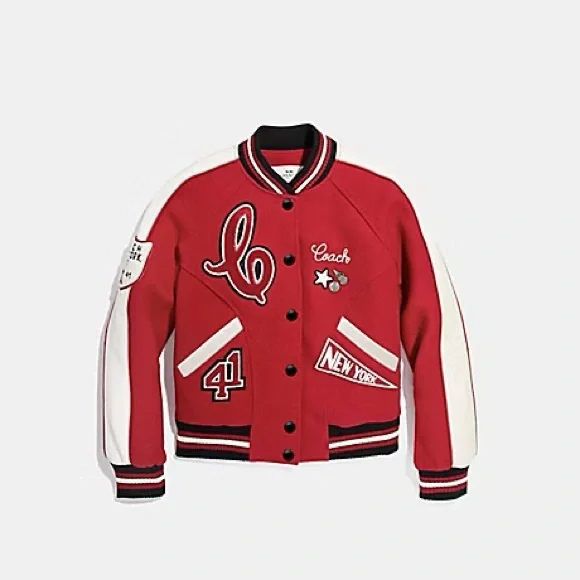 Coach Chelsea Varsity Jacket S Red - Picture 1 of 9
